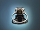 M&uuml;nchen um 1925! Schlichter Art Deco Ring mit Diamant und Onyx aus Wei&szlig;gold 585