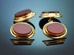 Um 1955! Schlichte Manschettenkn&ouml;pfe mit Karneol aus...