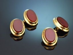 Um 1955! Schlichte Manschettenkn&ouml;pfe mit Karneol aus...