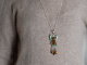 Mexico around 1965! Rare large mask pendant with tigers eye and malachite in 925 silver