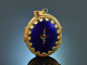 USA around 1950! Beautiful medallion pendant with blue enamel in 585 gold