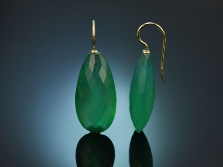 Aus unserer Werkstatt! Sch&ouml;ne Tropfen Chrysopras Ohrringe aus Gold 585