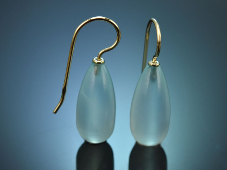 Aus unserer Werkstatt! Sch&ouml;ne Tropfen Chalzedon Ohrringe aus Gold 585
