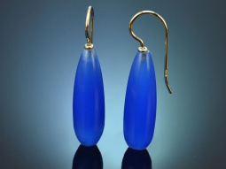 Aus unserer Werkstatt! Edle Blauachat Ohrringe aus Gold 585