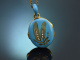 Wien um 1890! Medaillon Anh&auml;nger mit Saatperlen und blauem Emaille aus vergoldetem Silber