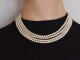 Wonderful four-row cultured pearl necklace with clasp in gold-plated 925 silver