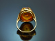 Stuttgart um 1980! Schlichter Bernstein Ring aus Gold 585