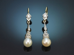 Around 1918! Elegant Art Deco earrings with diamonds and...