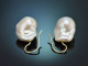 From our workshop! Large baroque cultured pearl earrings in 585 gold