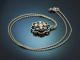 England um 1900! Perlen-Diamant-Anh&auml;nger mit Kette aus Gold und Platin