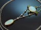 London um 1915! Opal Collier mit Tsavorithen und Diamanten aus Platin und Gold