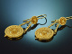 England circa 1880! Rare antique Etruscan Revival earrings in 9 carat gold