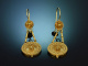 England circa 1880! Rare antique Etruscan Revival earrings in 9 carat gold