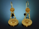 England circa 1880! Rare antique Etruscan Revival earrings in 9 carat gold