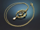 England um 1900! Aquamarin Anh&auml;nger Collier mit Naturperle aus Gold 9 Ct