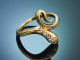 Around 1980! Beautiful snake ring with diamonds in 585 gold