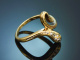Around 1980! Beautiful snake ring with diamonds in 585 gold