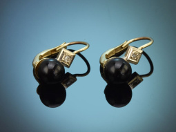 Um 1930! Schlichte Art Deco Ohrringe mit Diamanten und...