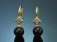 Um 1930! Schlichte Art Deco Ohrringe mit Diamanten und Onyxkugeln aus Gold 585