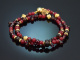 Red Velvet! Fancy bracelet made of garnet and red agate in 925 silver with gold plating