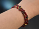 Red Velvet! Fancy bracelet made of garnet and red agate in 925 silver with gold plating