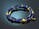 Deep Blue! Fancy bracelet made of lapis lazuli sapphire labradorite and 925 silver with gold plating