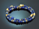 Deep Blue! Fancy bracelet made of lapis lazuli sapphire labradorite and 925 silver with gold plating