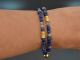 Deep Blue! Fancy bracelet made of lapis lazuli sapphire labradorite and 925 silver with gold plating