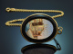 Italien um 1880! Antiker Mikromosaik Anh&auml;nger Venedig Motiv mit Kette Gold 333 und vergoldet