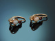 Um 1900! Zarte historische Ohrringe mit Opal und Granat aus Gold 585