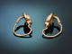 Um 1900! Zarte historische Ohrringe mit Opal und Granat aus Gold 585