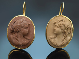 Italy around 1890! Beautiful large lava cameo earrings...