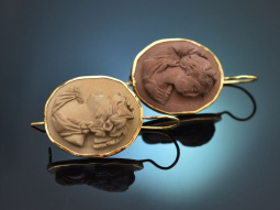 Italy around 1890! Beautiful large lava cameo earrings...