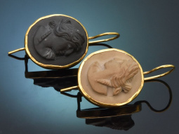 Neapel um 1880! Sch&ouml;ne Lava Kamee Ohrringe aus...