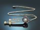 Um 1915! Seltenes Belle Epoque Collier Diamanten Rubine Perlen Platin im Originaletui