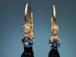 Wien um 1900! Feine Dormeuse Ohrringe mit Saphiren und...