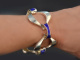  Heavy vintage design bracelet with enamel decoration in 925 silver