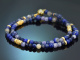 Deep Blue! Fancy Armband aus Lapislazuli Saphir Labradorit Tansanit und vergoldetem Silber
