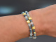 Soft Blue! Zweireihiges Fancy Armband mit Aquamarin Saphir Blautopas Angelit und vergoldetem Silber