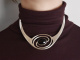 Um 1970! Cooles Statement Design Collier mit Onyx aus Silber 925