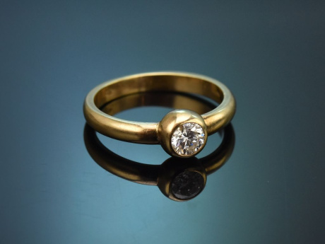 Wien um 1980! Handgearbeiteter Diamant Verlobungs Ring 0,28 ct aus Gold 585