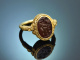 Um 1950! Seltener handgearbeiteter Ring mit antikem Intaglio aus Gold 916