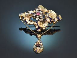 S&uuml;ddeutsch um 1860! Biedermeier Brosche mit Emaille...