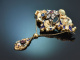 S&uuml;ddeutsch um 1860! Biedermeier Brosche mit Emaille und Saatperlen aus Gold 585