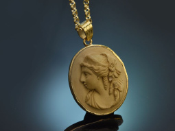 Neapel um 1870! Historischer Lava Kamee Anh&auml;nger mit...