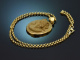 Neapel um 1870! Historischer Lava Kamee Anh&auml;nger mit Kette aus vergoldetem Silber und Tombak
