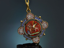 Venedig um 1870! Seltener Mikromosaik Anh&auml;nger mit...