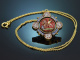 Venedig um 1870! Seltener Mikromosaik Anh&auml;nger mit Kette aus Gold und Tombak