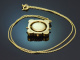 Venedig um 1870! Seltener Mikromosaik Anh&auml;nger mit Kette aus Gold und Tombak