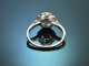 Vienna around 1920! Art Deco engagement ring with diamonds in 585 white gold